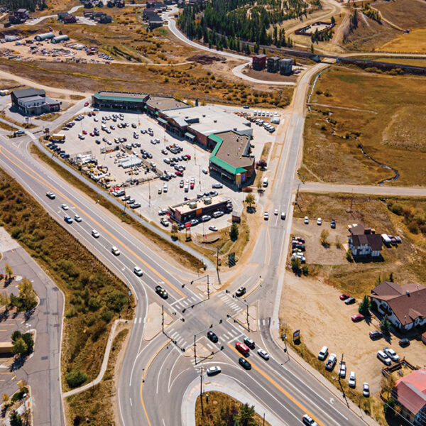Bird's eye view of an intersection in Grand County, Colorado