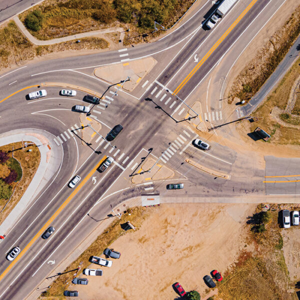 Bird's eye view of an intersection in Grand County, Colorado